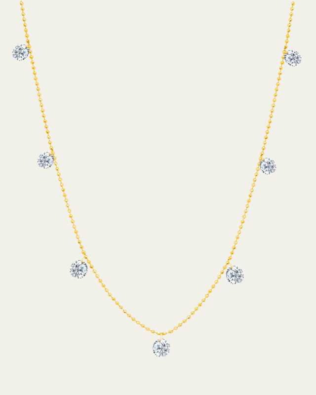 18K Yellow Gold Small Floating Diamond Necklace